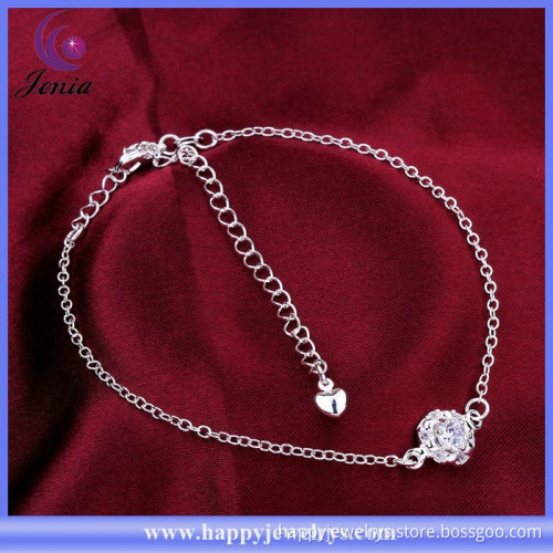 Factory direct price white zircon 925 silver plated fashion fancy anklet ( CA033-A)